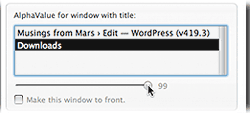 Setting alphaValue for Specific Windows in an Application