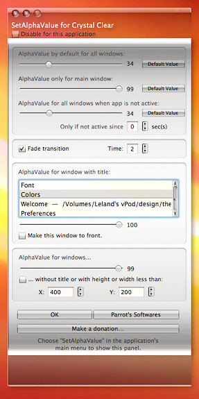 SetAlphaValue for Crystal Clear Preferences Window SetAlphaValue for Crystal Clear Preferences Window