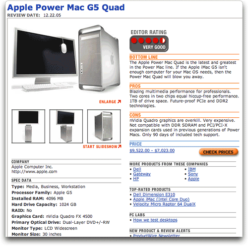 PC Magazine's Summary Review of PowerMac G5 Quad