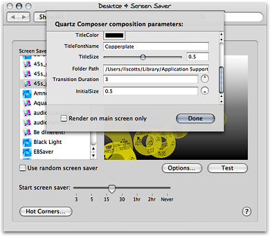 Screen Saver Preferences for a Quartz Movie Screen Saver Preferences for a Quartz Movie