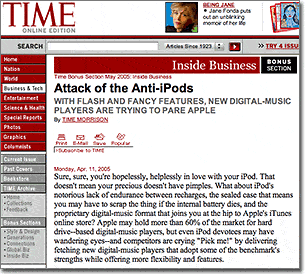 Time article attacking the iPod