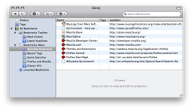 Firefox Bookmarks Window